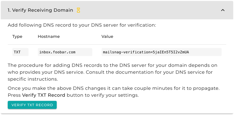 Verify receiving domain